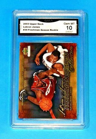 $150.  00 Lebron James Rookie Card Gem 10 Upper Deck 2003 Lakers Rc 34 Rare