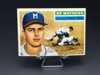 1956 Topps Baseball Eddie Mathews Hof (gray Back) Ex 107 Milwaukee Braves