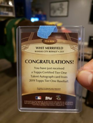 2019 Topps Tier One WHIT MERRIFIELD Auto 198/299 - Royals 2