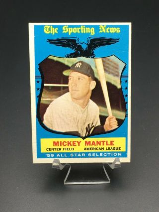 1959 Topps Baseball Mickey Mantle All Star Hof Vg/vg - Ex 564 York Yankees