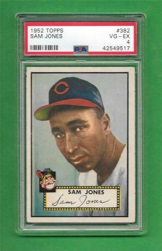 1952 Topps 382 Sam Jones Rookie Psa Vg - Ex 4 Cleveland Indians Baseball Card