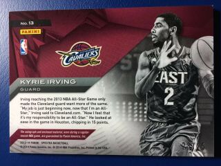 KYRIE IRVING 2013 - 14 Panini Spectra AS BLUE JERSEY AUTO D 23/25 2
