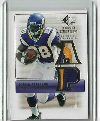 2007 Upper Deck Sp Rookie Threads Adrian Peterson Duel 3 Color Rookie Patch