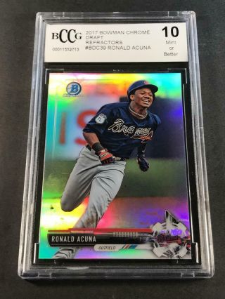 Ronald Acuna 2017 Bowman Chrome Draft Refractor Rookie Rc Bgs Bccg Graded 10