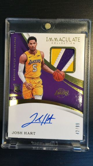 Josh Hart 2017 - 18 Immaculate Rookie Patch Auto 42/99 True Rpa Lakers Pelicans