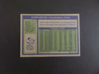 1972 TOPPS JOHNNY UNITAS COLTS FOOTBALL CARD 165 EX/MT BV $25.  00 1484 2