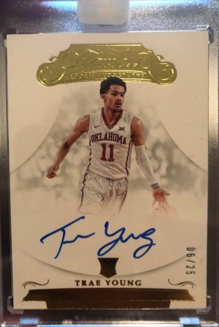 2018 Trae Young Flawless Collegiate Auto 6 /25 Gold Rookie Panini