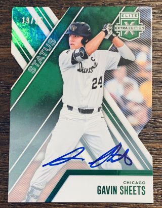 Gavin Sheets 2017 Elite Extra Status Green Die - Cut Rc On - Card Auto 19/25