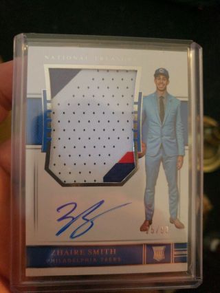2018 2019 Panini National Treasures Zhaire Smith Rookie Patch Autograph 25/99 Rc