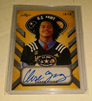 2017 Leaf Army Chase Young Gold Tour Signed 10/10 Ohio State On Card Autograph