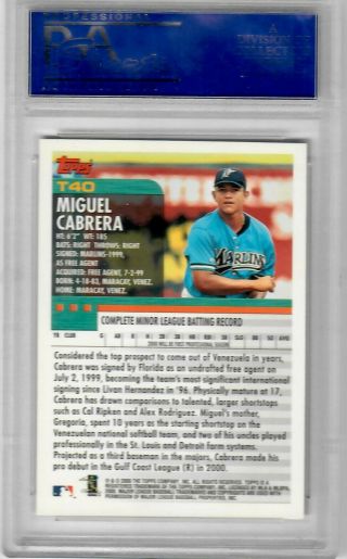 2000 Topps Traded MIGUEL CABRERA T40 PSA 10 GEM RC Rookie 2