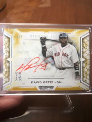 2018 Topps Diamond Icons David Ortiz Red Ink Gold Paralllel 1/1 On Card Auto
