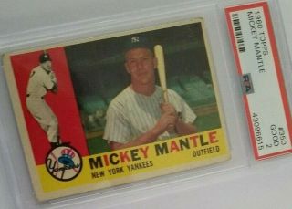 1960 Topps Mickey Mantle York Yankees 350 Baseball Card Psa Gd 2