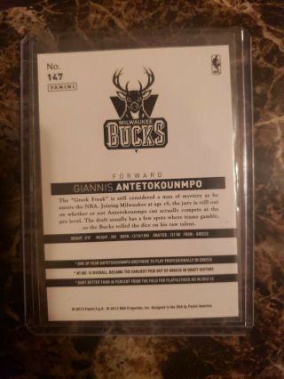 2013 - 14 PANINI HOOPS CHINESE GIANNIS ANTETOKOUNMPO ROOKIE CARD 147 2