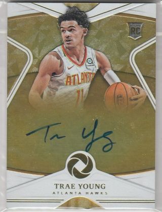 Trae Young 2018 - 19 Panini Opulence Rookie Rc Gold Auto 01/25 First Print 1/1