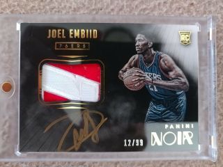 Joel Embiid Noir Rookie Auto Patch Color /99 Awesome Patch.  Is 3.  50
