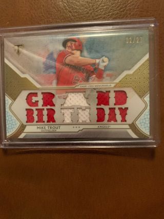 2018 Topps Triple Threads " Grand Birthday " Mike Trout Jersey Relic Sp 2/27