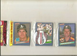 1986 Donruss Rack Pack With Jose Canseco Rookie Top Left