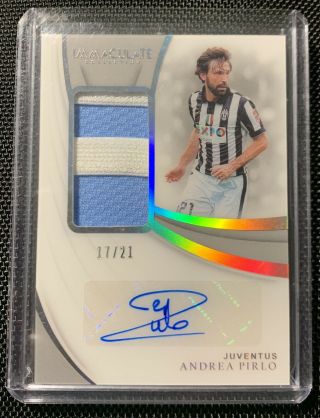 Andrea Pirlo 2018 - 19 Panini Immaculate Patch Auto Autograph Jersey Number 17/21