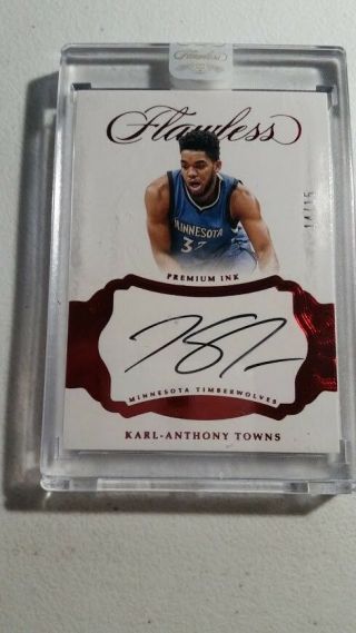 Karl Anthony - Towns 2016 - 17 Panini Flawless Premium Ink Auto /15 Timberwolves