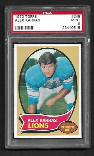 1970 Topps Football Alex Karras 249 Detroit Lions Psa 9