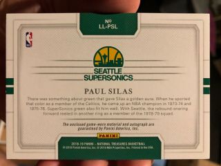 18/19 National Treasures Auto Paul Silas Game Worn Jersey Autograph 4/49 Sonics 2