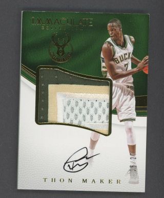 2016 - 17 Immaculate Thon Maker Rpa Rc Rookie Patch Auto 26/27 Bucks