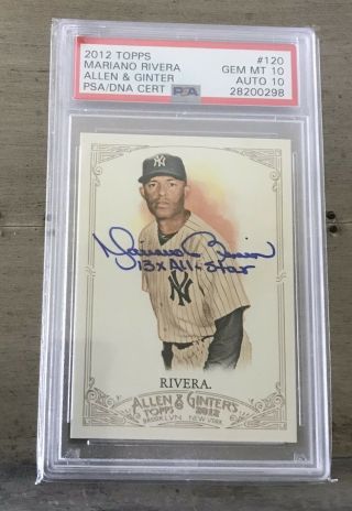 Mariano Rivera Signed 2012 Topps Allen & Ginter Psa 10 Card And Autograph.  13xas