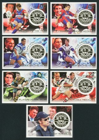 2002 / 03 Nrl Select Xl 2002 Dally M Awards Rugby League Set Of 7 Cards
