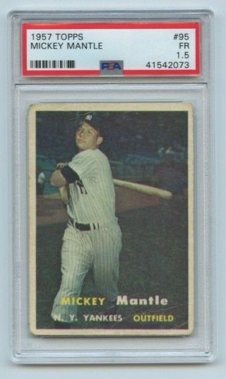 1957 Topps Baseball Mickey Mantle 95 Psa - 1.  5 Psa Graded In 2019