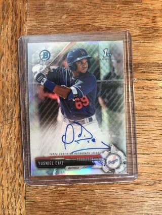 Yusniel Diaz 2017 Bowman Chrome Refractor Autograph /499.  Baltimore Orioles