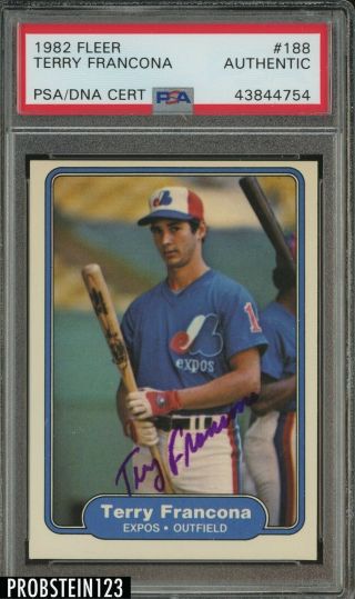 1982 Fleer 188 Terry Francona Signed Auto Montreal Expos Psa/dna Authentic