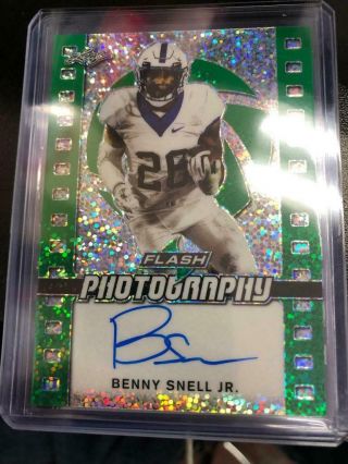 Benny Snell Jr.  2019 Leaf Flash Photography Green Auto Autograph 17/20 Tat0