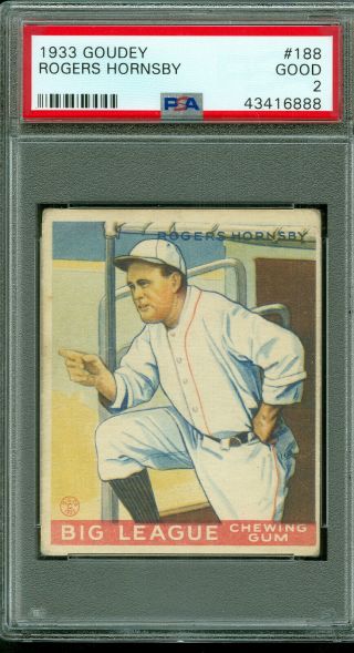 1933 Goudey Baseball 188 Rogers Hornsby Psa 2 Hof
