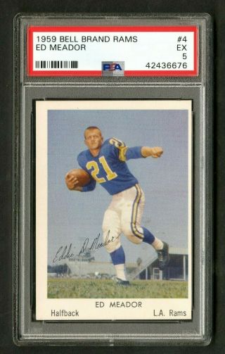 1959 Bell Brand Rams 4 Ed Meador Los Angeles Psa Ex 5 Newly Graded