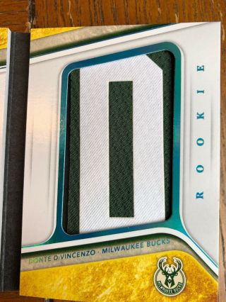 2018 - 19 Panini Opulence Donte DiVincenzo RC Auto Letter N Patch Booklet 08/10 4