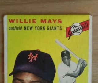 1954 Topps Willie Mays 90 Baseball Card Giants Great 3