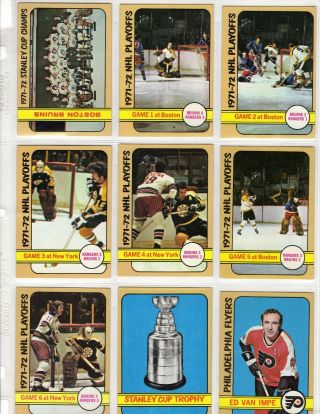 1972 - 73 Topps Complete Hockey Set 176 Cards; Set