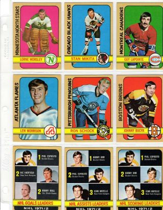 1972 - 73 TOPPS Complete Hockey Set 176 Cards; set 2