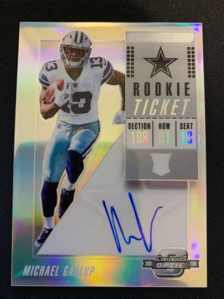 2018 Panini Contenders Optic Michael Gallup Rookie Ticket On Card Auto Cowboys