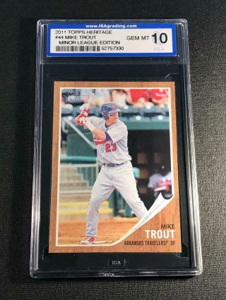Mike Trout 2011 Topps Heritage 44 Rookie Rc Isa Graded Gem 10