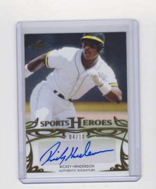 2013 Leaf Sports Heroes Rickey Henderson Auto Autograph 4/10