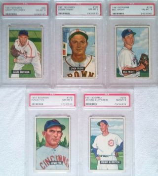 1951 Bowman Baseball Cards Lo.  Psa 8 S 86,  101,  164,  180,  248