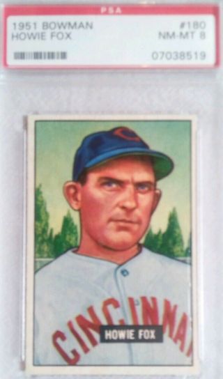 1951 bowman baseball cards lo.  PSA 8 s 86,  101,  164,  180,  248 5