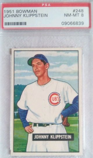 1951 bowman baseball cards lo.  PSA 8 s 86,  101,  164,  180,  248 6