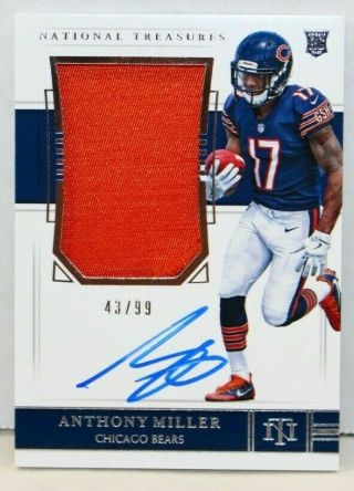2018 Panini National Treasures Anthony Miller Bears Patch Rc Auto Rpa 43/99
