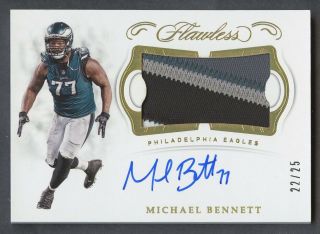 2018 Panini Flawless Michael Bennett 4 - Color Patch Auto 22/25 Eagles
