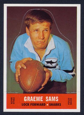 Graeme Sams 1969 Scanlens Die Cut Rugby League Card