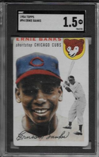 Sgc 1.  5 1954 Topps 94 Ernie Banks Rc Rookie Chicago Cubs