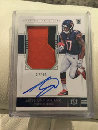 2018 National Treasures Anthony Miller 2 - Color Rpa Patch Autograph Auto 32/99 Rc